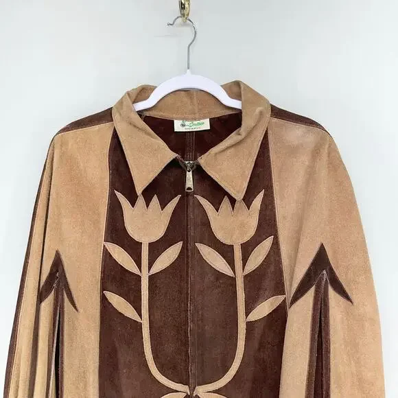 Brown and Tan Women's Cape Jacket - Picture 2 of 8